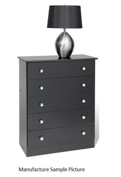 lot 115 image: Black Five Drawer Dresser -&nbspCo...