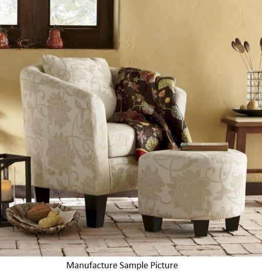 lot 120 image: Arched Back Chair with Ottoman -Cov...
