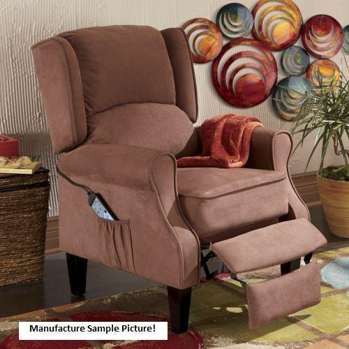 lot 163 image: Dark Brown Wingback Recliner Massag...