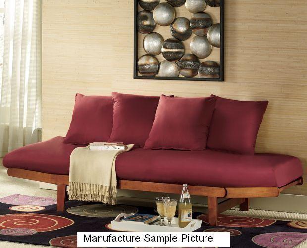 lot 164 image: Red and Natural Finish Futon Lounge...