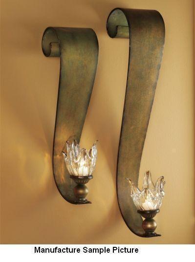 lot 166 image: Set of 2 Ribbon Swirl Sconces - Str...
