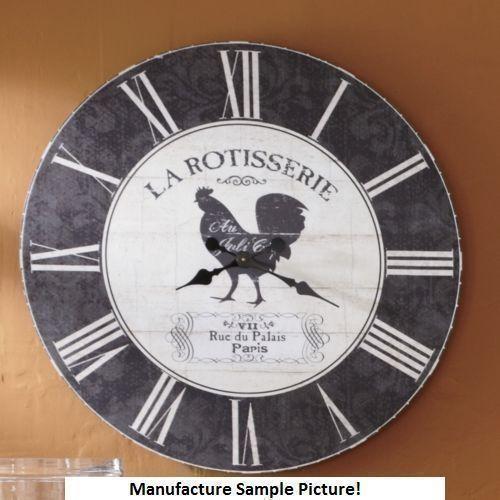 lot 2 image: Large Rooster Clock - 35.5" In...