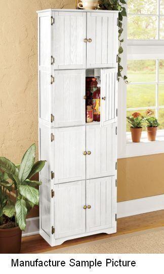 lot 201 image: NEW White Finish 8 Door Wall Cabine...