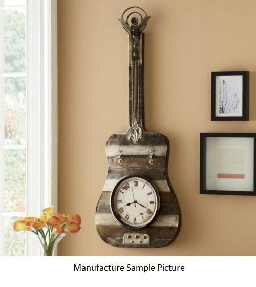 lot 38 image: Metal Guitar Wall Art Clock - Time ...