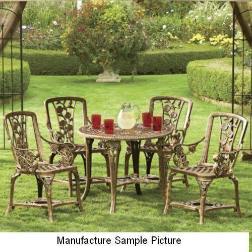 lot 61 image: Five Piece Golden Outdoor Bistro Se...
