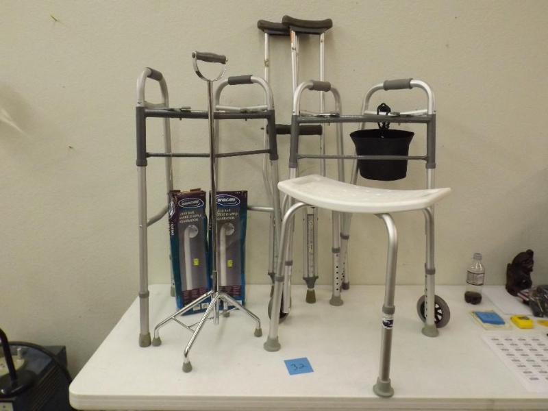 This lot includes walkers, rollers,...