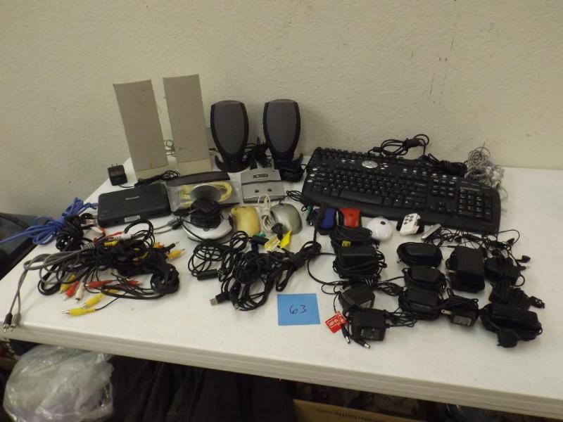 Computer, cell phone, mice and cabl...