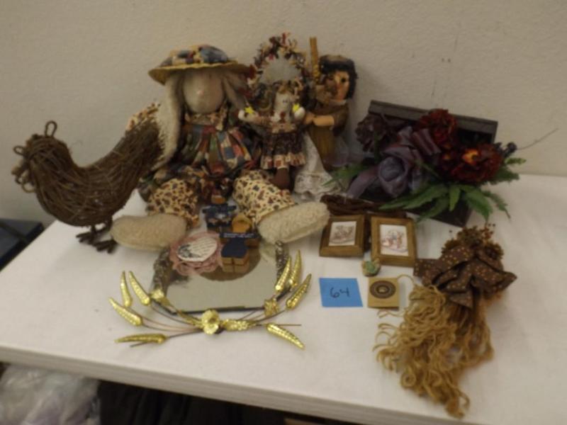 Rabbits and dolls and a chicken wit...
