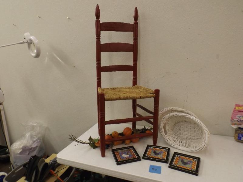 Vintage wicker seated chair with 3 ...