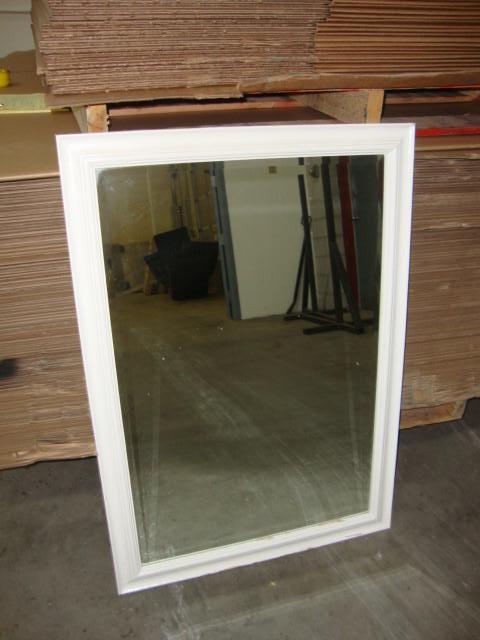lot 135 image: White Framed Mirror, 28 12in x 40 ...