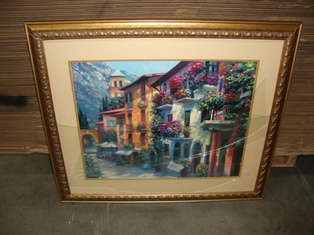 lot 142 image: Large Floral Village Mural, 38 12i...