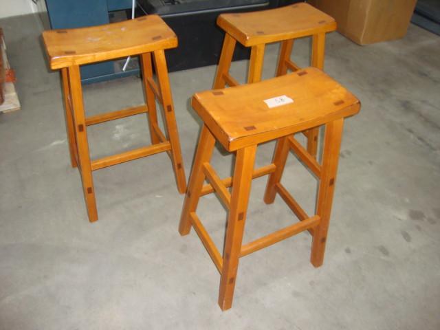 lot 168 image: Lot of 3 Wooden Stools...