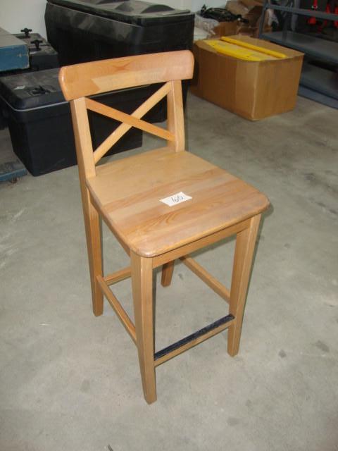 lot 170 image: Wooden Stool with Back Rest...
