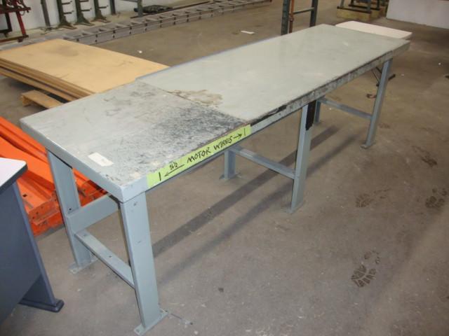 lot 182 image: Steel Shop Table, 96in x 28in x 32 ...