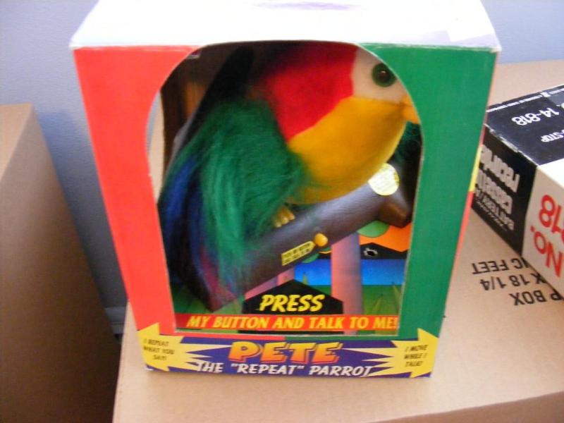 lot 15 image: Pete the Repeat Parrot, new in box...