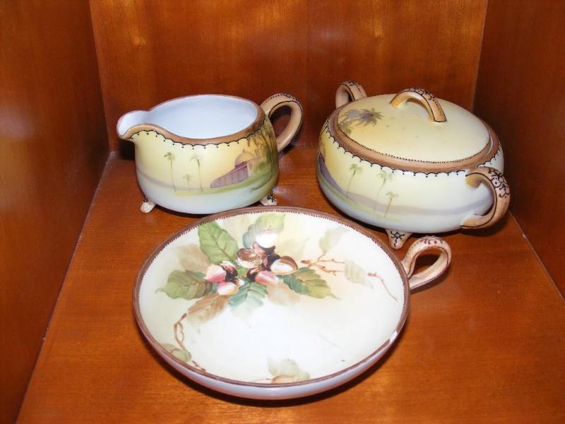 lot 182 image: Hand Painted Nippon Cream and Sugar...