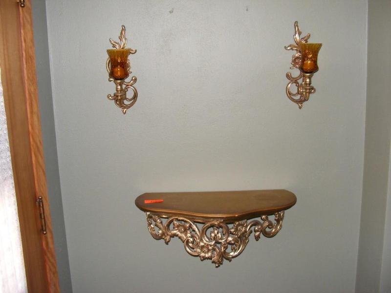 lot 23 image: Wall Decor, Two Wall Sconces and Sh...