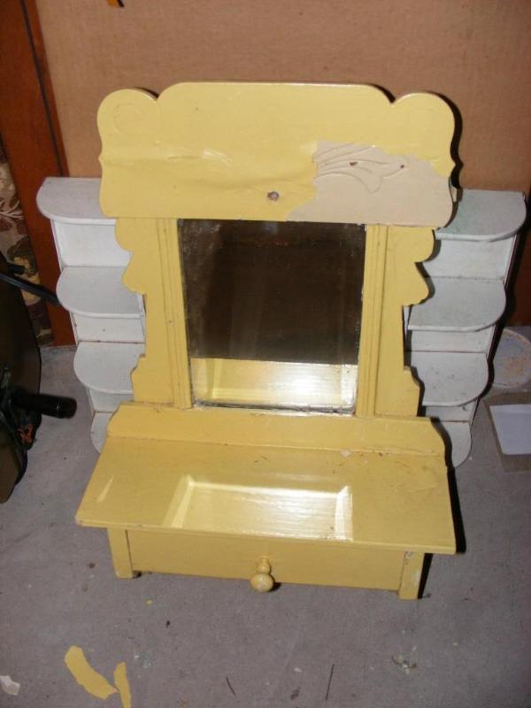 lot 279 image: white metal medicine cabinet, yello...