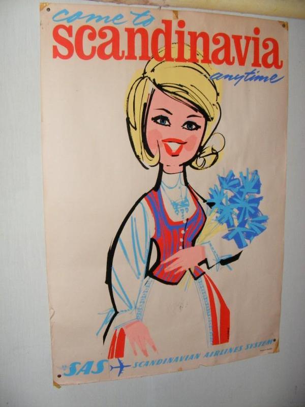 lot 285 image: Scandinavia Airlines Poster, tacked...