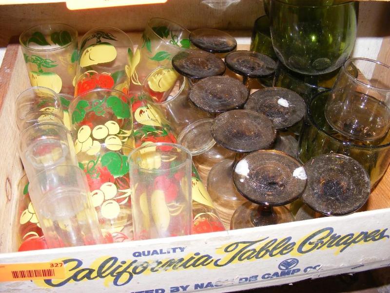 lot 327 image: crate full of glasses and goblets...
