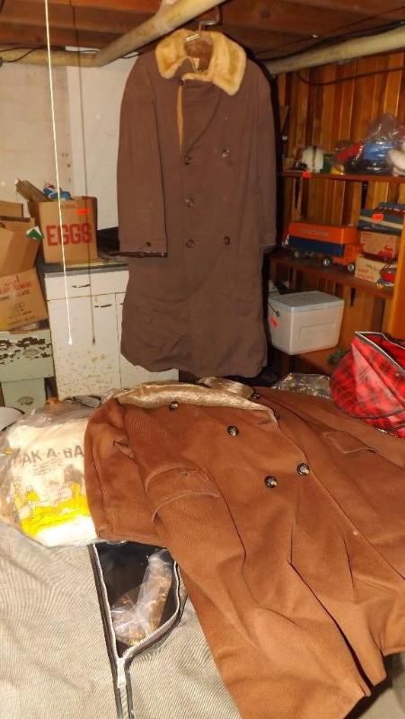 lot 363 image: two older over coats and a pair of ...