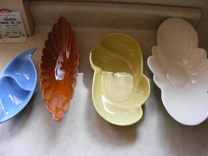 lot 57 image: 4 pottery serving dishes or relish ...