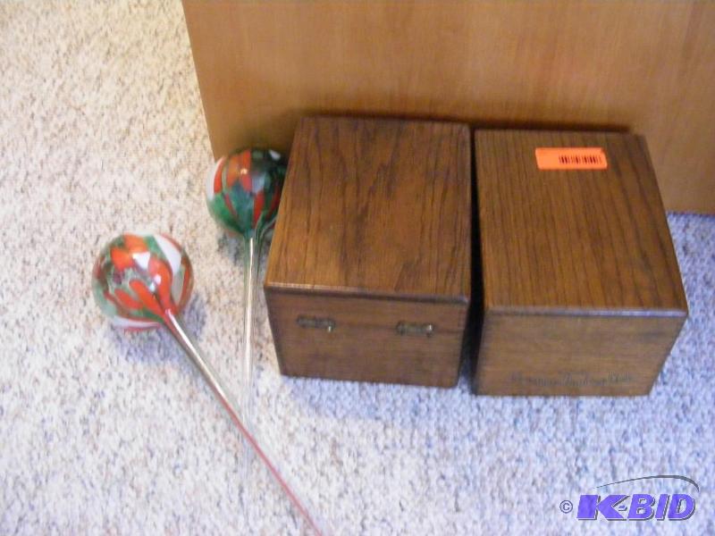 lot 8 image: Two card file boxes, with nice dove...