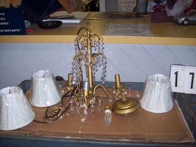 Gold Beaded Chandelier with 3 Shade...