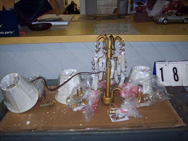 Gold Beaded Chandelier with 3 Shade...