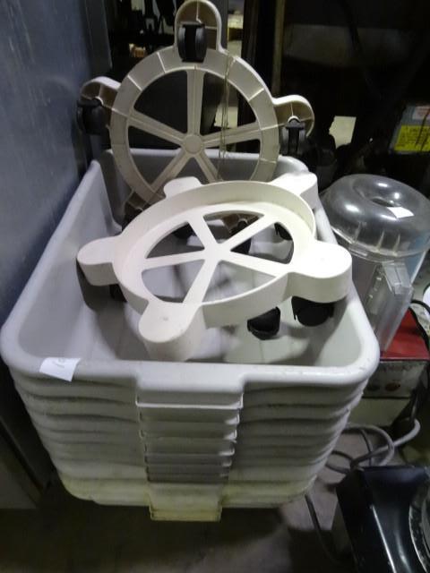 10 dish tubs. 2 dollies...