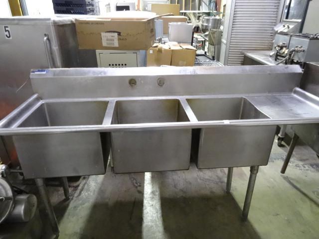 3 basin stainless sink with right w...