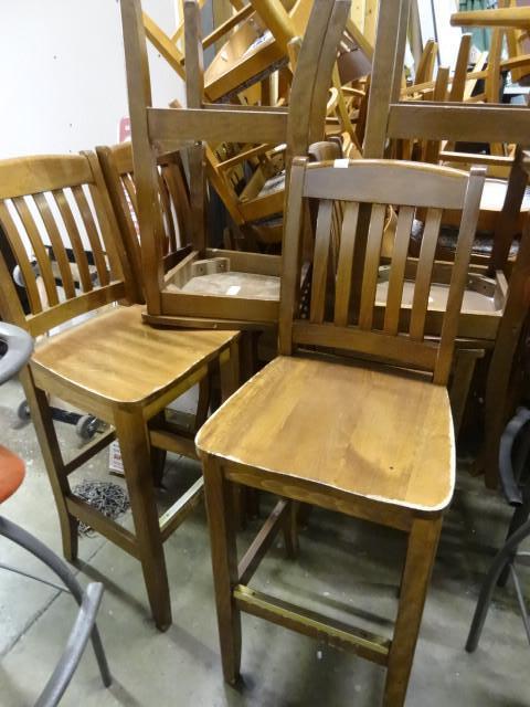 6 wood stools. 30&quot seat height...