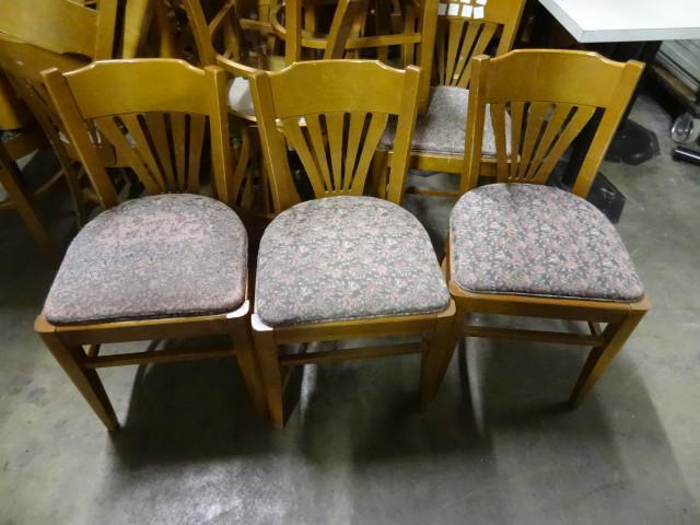 5 wood framed dining room chairs....