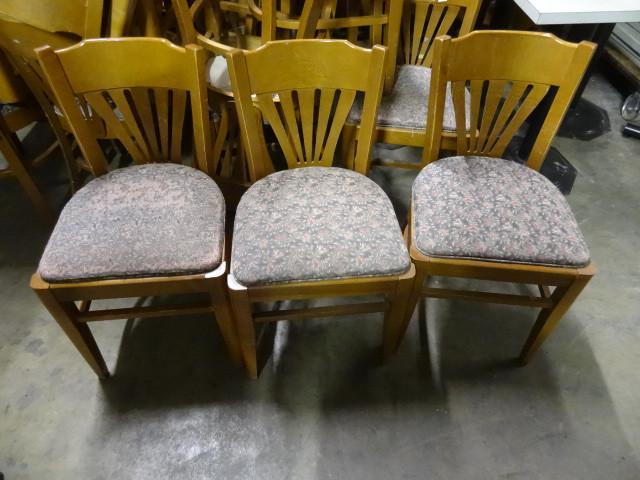 5 wood framed dining room chairs....