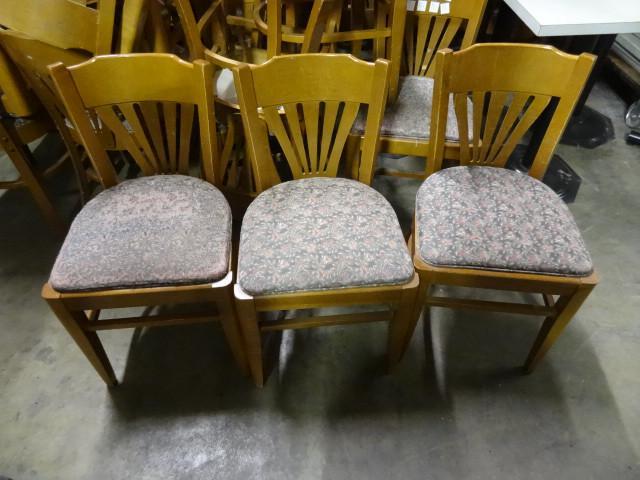 5 wood framed dining room chairs....