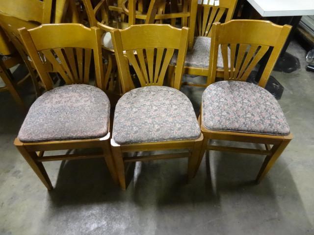 5 wood framed dining room chairs....
