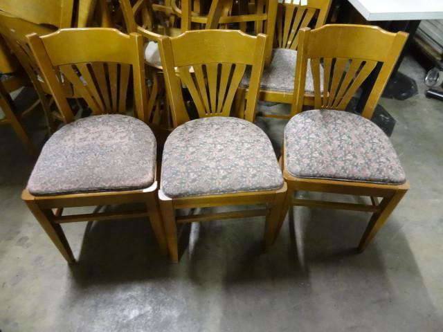 5 wood framed dining room chairs....