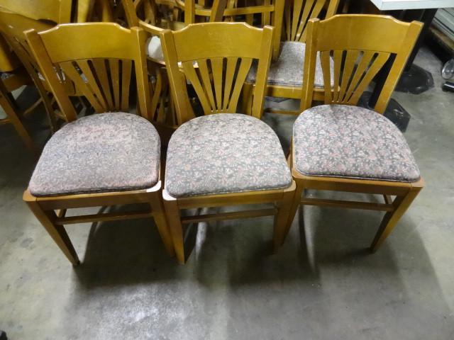 5 wood framed dining room chairs....