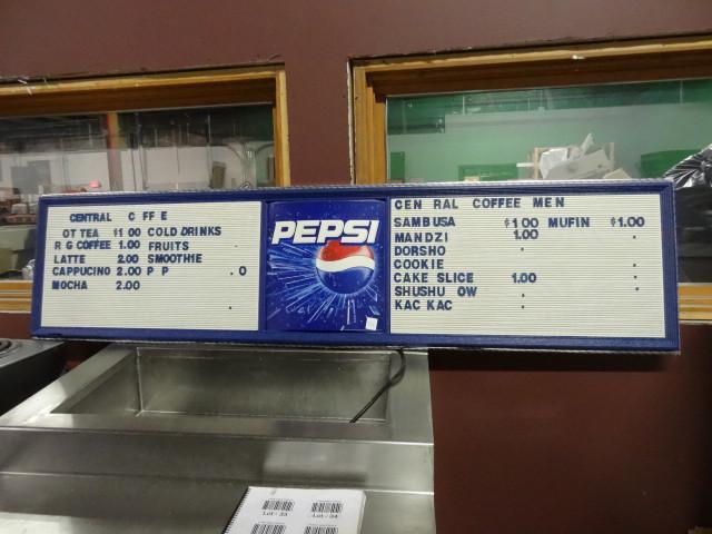Menu sign. 72 x 17...
