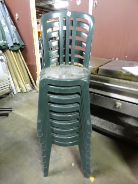 9 outdoor stackable patio chairs...