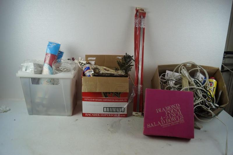 Electric cords, dishes & Christmas items