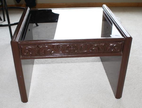 lot 36 image: Glass top end table 24 x 24 Painted...