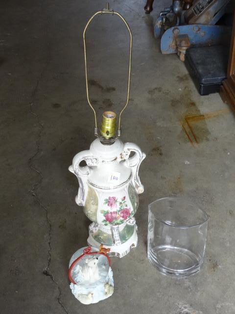 lot 100 image: Vintage ceramic lamp. Cord cut. Pol...