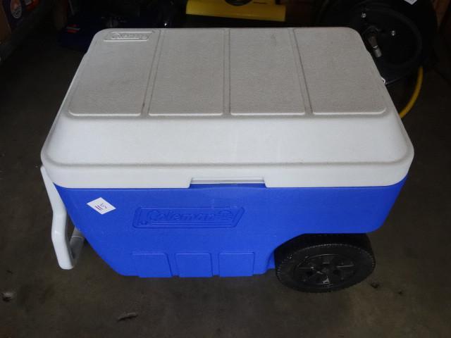 lot 115 image: Coleman cooler on wheels...