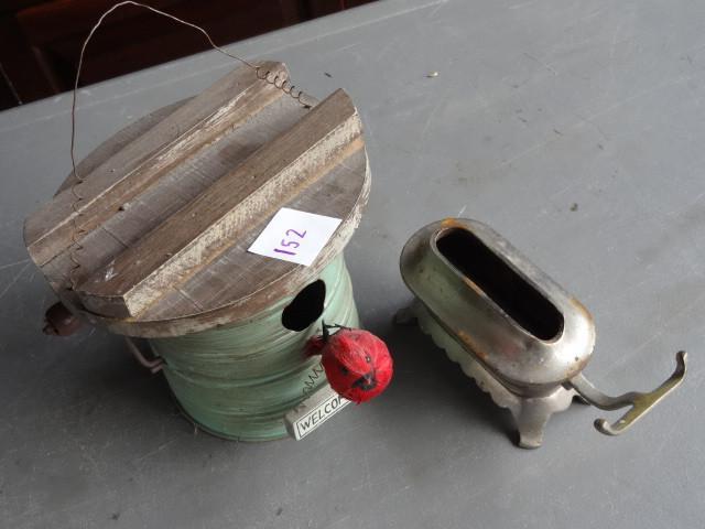 lot 152 image: Flower sifter made into bird house....