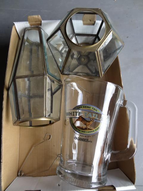 lot 153 image: White tail ale pitcher. 2 brass and...