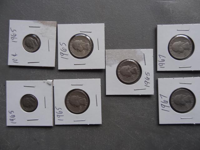 lot 156 image: 1965 dimes. Qty 2. 1965 quarters. Q...