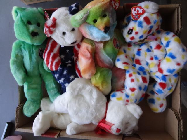 lot 238 image: 5 large beanie baby bears...