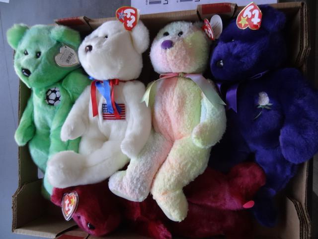 lot 242 image: 5 large beanie baby bears...
