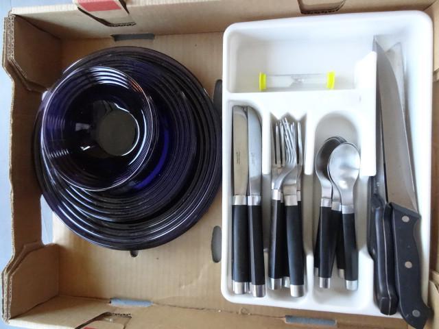 lot 268 image: Misc silverware. Glass plates and b...